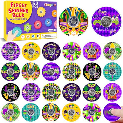 52 Pack Carnival Party Favors Fidget Spinner for Kids Birthday, Masquerade Fidget Spinner Bulk for Classroom Rewards, Goodie Bag Stuffers, Masquerade Party Supplies - color: Tl-sa-3-carnival