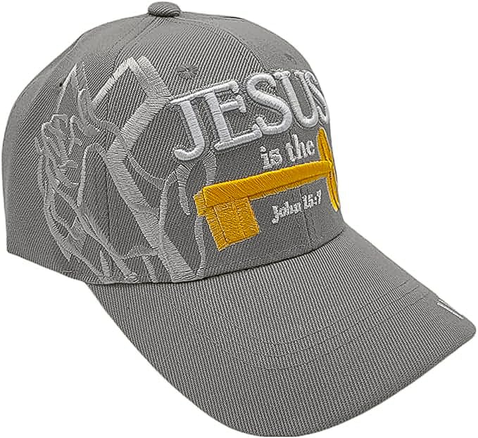 Black Duck Brand 3D Jesus is The Key Embroidered Jesus Christian Ball Cap - color: Gray