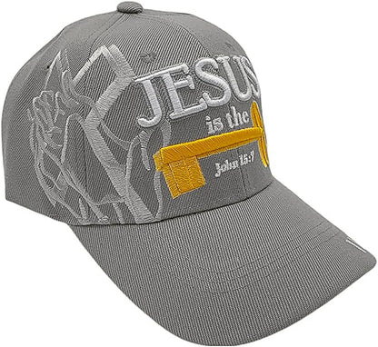 Black Duck Brand 3D Jesus is The Key Embroidered Jesus Christian Ball Cap - color: Gray