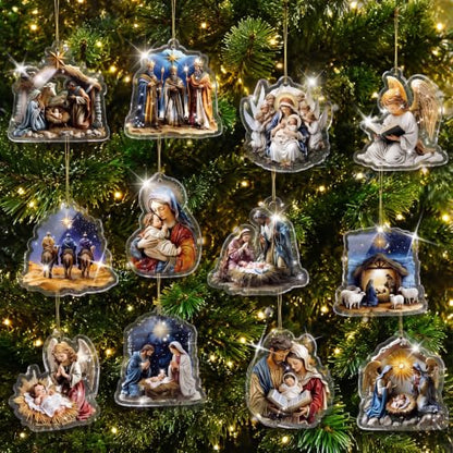 Wenqik 12 Pcs Christmas Nativity Scene Ornaments for Tree Acrylic,Classic - style: Classic
