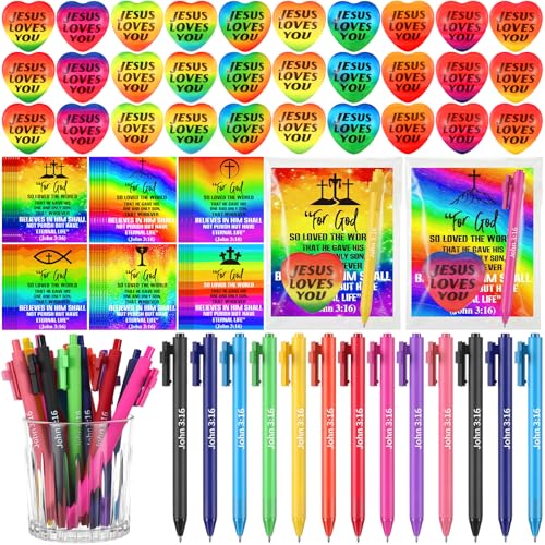 Tinlade 30 Set Heart Balls Pens John 3:16 Cards