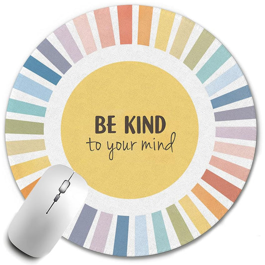 Boho Colorful Sunshine Rainbow Mouse Pad, Be Kind to Your Mind Mouse Pads Mousepad for Desk Home Office Dorm Computers Laptop,7.9x7.9 Inch - color: Color-19