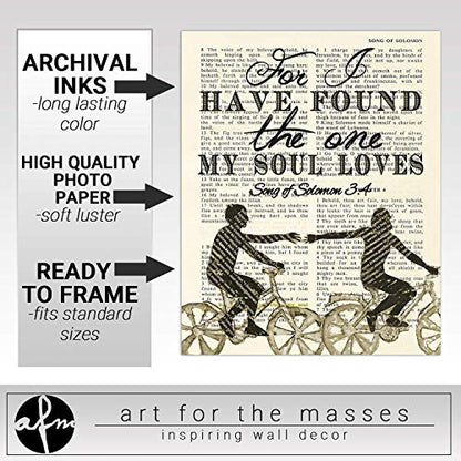 Bible Page, For I Have Found the One My Soul Loves, Song of Solomon 3:4, Christian Art Print, Unframed, Wall Decor Poster, Wedding gift, 8x10 Inches