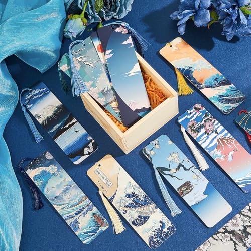 Outus 12 Pcs Kids Bookmarks, Cute Bookmarks for Kids Girls, Bookmarks Gifts for Girls, Women, Teens, Rulers for Kids, Dessert Bookmarks, Party Favors School Classroom Reading Presents(Ukiyo-e) - style: Ukiyo-e