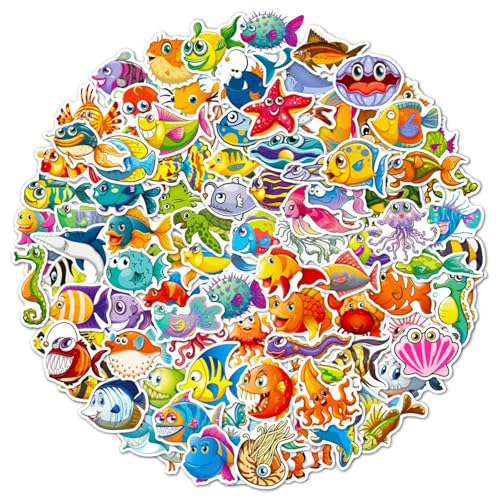DothRayan Ocean Stickers, Sea Life Stickers for Kids Teens Boys Girls, 100Pcs Waterproof Ocean Animal Sticker for Water Bottle Laptop - color: Ocean Animal B