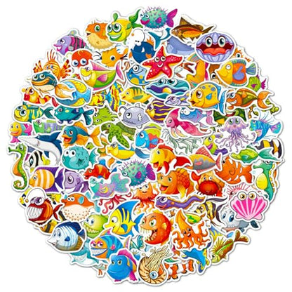 DothRayan Ocean Stickers, Sea Life Stickers for Kids Teens Boys Girls, 100Pcs Waterproof Ocean Animal Sticker for Water Bottle Laptop - color: Ocean Animal B