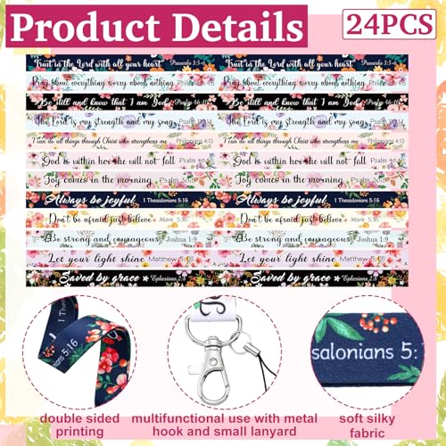 Motipuns 24 Pcs Christian Lanyard Bulk for ID Badge Christian Gifts - style: Bible