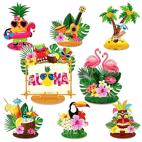 Namalu 16 Pcs Hawaiian Table Decorations Luau Table Centerpieces Aloha Tiki for Tropical Pineapple Centerpieces Hawaii Theme Summer Beach Birthday Party Supplies(Hawaiian Theme) - style: Hawaiian Theme
