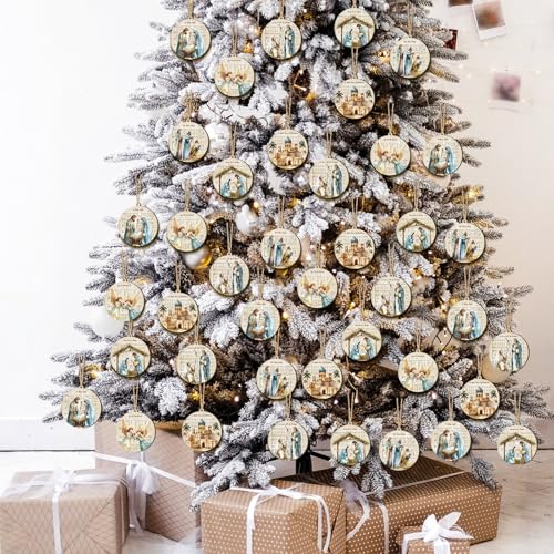 Shellwei 12 Pcs Christmas Nativity Scene Ornaments Religious Tree Decor - style: Jesus