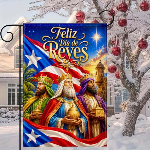 IVN Puerto Rico Three Wise Men Garden Flag 12x18 Inch Double Sided - color: Puerto Rico Wise Men