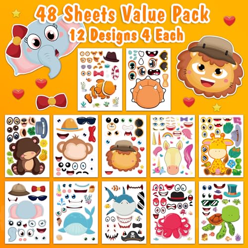 48 Make Your Own Animal Sticker Sheets for Kids - style: Mixed Animals