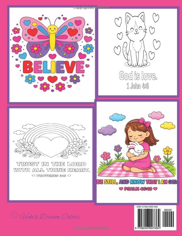 Bible Verse Coloring Book For Girls: Bold And Easy, 50 Beautiful Verses, Grow In Faith, Inspirational