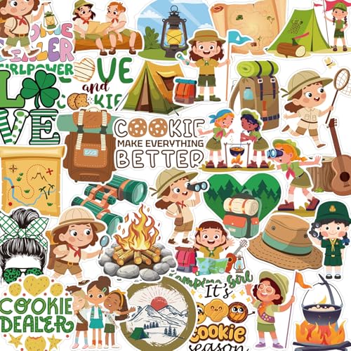 Cute Girl Camping Stickers -100 Pcs Cartoon Girl Stickers, Travel Vinyl Waterproof Decals for Scrapbook Water Bottle Skateboard Laptop Journal, Party Favor Decor Supplies - style: Girl Camping