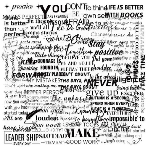 50PCS Transparent Inspirational Stickers, Black Quote Stickers - style: PET Black