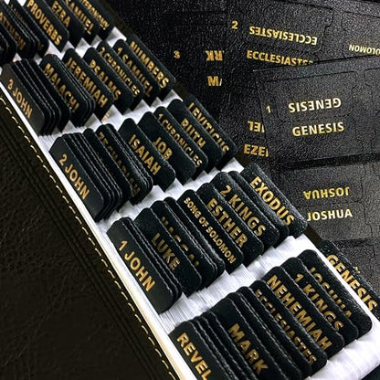 Bible Tabs for Women & Men Black – 80 Gold Foil (66+14 Blank) - color: Black