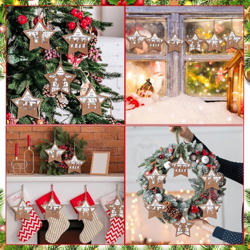 Shellwei 24 Pcs Christmas Wooden Nativity Ornaments Set Bulk Gift - style: Star