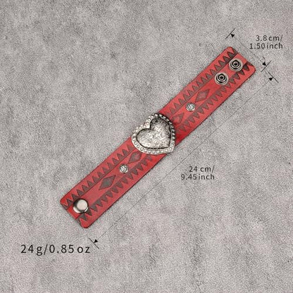 GelConnie Punk Leather Cuff Bracelet Adjustable Straps Wrap Bracelets Arm Armor Cuff Gothic Leather Wristbands for Men, Women - color: MLPB101-Red