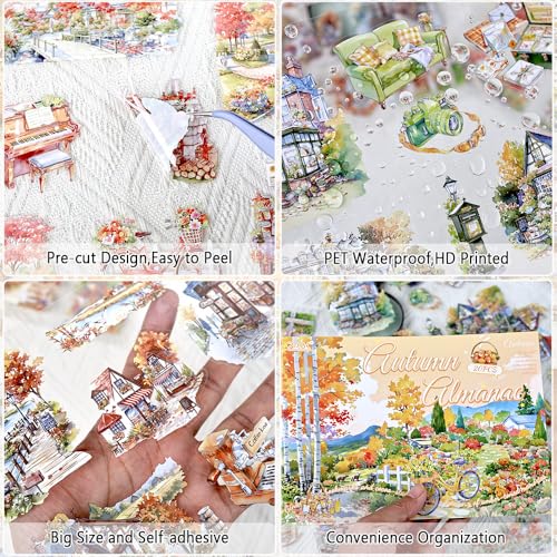 Autumn Landscape PET Sticker Book, Diecut Stickers for Journaling - color: A Thin Book of Light