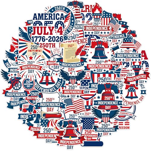 American 250 Stickers, Patriotic Decals for 250th Anniversary Party - color: 250th Anniversary