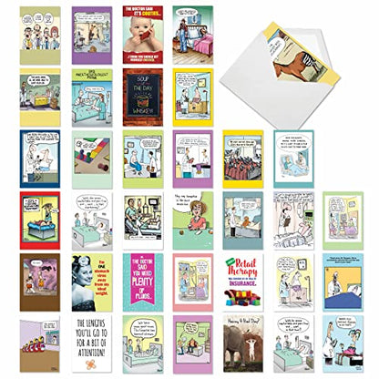 NobleWorks Funny Get Well Cards 36 Assorted Hysterical Bulk Box Set Greeting Cards Envelopes Mix Feel Better Variety Pack for Men, Women (36 Designs, 1 Each) Happy and Healthy AC2798GWG-B1x36 - style: Happy and Healthy