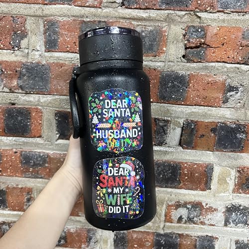 Pack 3 Dear Santa My Son, My Wife, My Husband Did It, Family Love Holographic Decals Waterproof Vinyl Sticker for Laptop, Water Bottle, Car, Hard Hat, Toolbox, Phone Case 3 Inches
