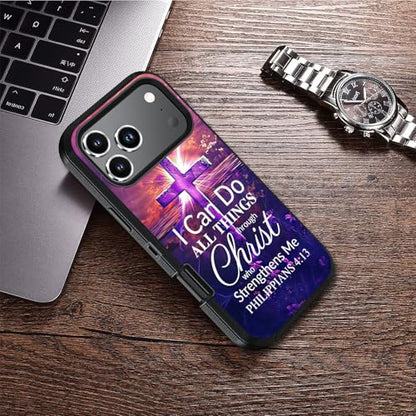 Case for iPhone 18 Pro/iPhone 17 Pro, Cross Philippians 4-13 - color: Cross Quote Bible Verses Philippians 4-13, size: iPhone 18 Pro / 17 Pro