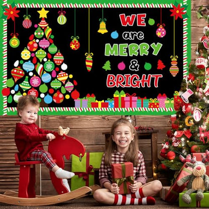 Christmas Religious Bulletin Board Decorations Set Xmas Tree with Hanging Ornaments Gift Boxes We are Merry and Bright Cutouts for Classroom Winter Holiday School Home Wall Party Decor Supplies - style: Merry and Bright