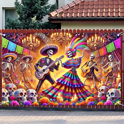 Day of the Dead Decorations Banner 71x43 in Dia de los Muertos - color: colorfulA23, size: 70.8 x 43.3 Inch