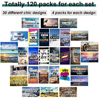 Outus 120 Pcs Motivational Encouragement Inspirational Card Boho Rainbow - style: Landscape Style