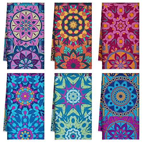 Boyiee 6 Pcs Mandala Kitchen Towels Boho Floral Kitchen Decor - color: Mandala