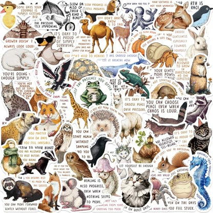 50PCS Animal Emotional Support Stickers, Motivational Stickers - style: Old World