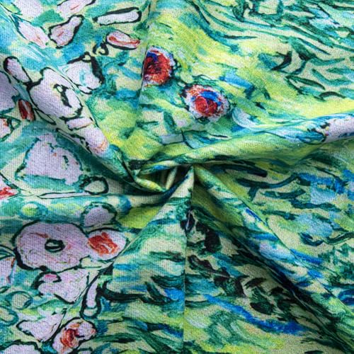 Umjetnost Soft Cashmere Feel Scarf For Women Winter Warm Scarves Large Shawl Wrap Monet Van Gogh Art Print - color: C18 Green