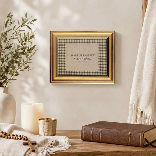 Christian Wall Art Bible Verse Wall Decor Lamentations 3:23 Canvas Art - color: Gold Framed-11, size: 8x10in