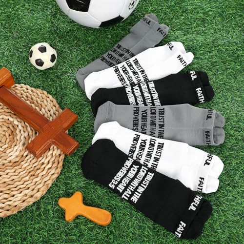 Janmercy 6 Pairs Christian Ankle Socks Fit Us Size 6-13 - color: Black,white,gray