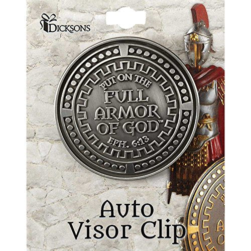 Dicksons Armor of God, Shield Shaped, Silver Toned 2 x 2 inch Zinc Alloy Epoxy, Inspirational, for Car, Vehicle, Truck, Van, Travel, On-the-Go Reminder, Auto Visor with Easy Clip, Single - color: Silver Armor of God, Shield Shape, size: Single
