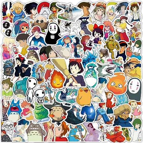 Anime Miyazaki Hayao Stickers Mixed Pack,100pcs Studio Ghibl Anime Vinyl Movie Stickers for Water Bottle, Phone,Hard Hat，Skateboard, Scrapbooking Party Favors & Gifts for Adults Teens - color: Anime