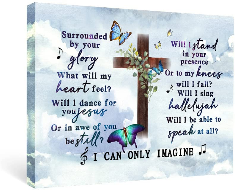 I Can Only Imagine the Cross Butterfly of Godd, Canvas Christian Faith Wall Art,Farmhouse,Church, Home Wall Decor,Tabletop/Hanging(29x38cm) Framed - color: Bible6