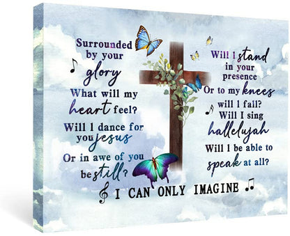 I Can Only Imagine the Cross Butterfly of Godd, Canvas Christian Faith Wall Art,Farmhouse,Church, Home Wall Decor,Tabletop/Hanging(29x38cm) Framed - color: Bible6