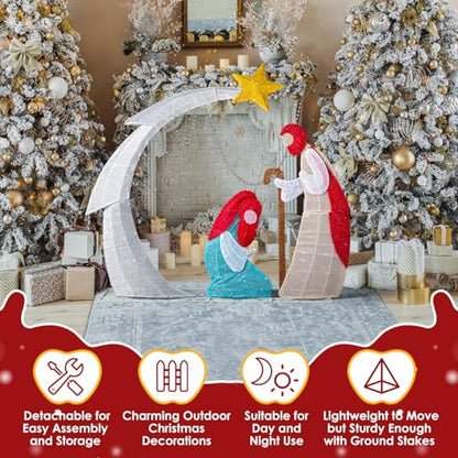 VINGLI 4FT Lighted Nativity Scene for Outdoor Christmas Decoration - size: 4ft