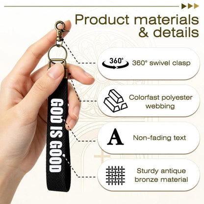 God Wristlet Keychain Lanyard Inspirational Faith Wrist Strap for Women Men Christmas Birthday Gifts for Boys Girls - color: God is Good
