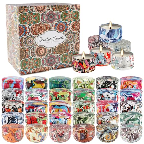 WPONSZU Set 36Pack Scented Candles,Candvent Calendar 2025,Gifts Soy Wax Travel Tin Jar Candles for Home 2.5 OZ jar Candles for Mom for Christmas, Birthday, Thanksgiving, Mother's Day - color: 36 Multicolour