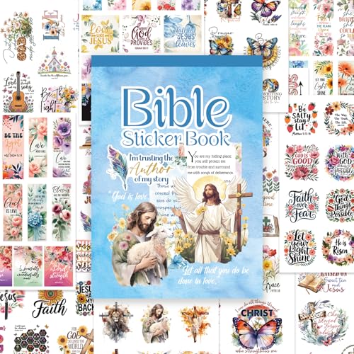 PRSTINCOL Bible Verse Stickers Book, 28 Pages 353 Pcs Religious Scripture Journaling Supplies for Women Water Bottles Journals - color: Bible Story