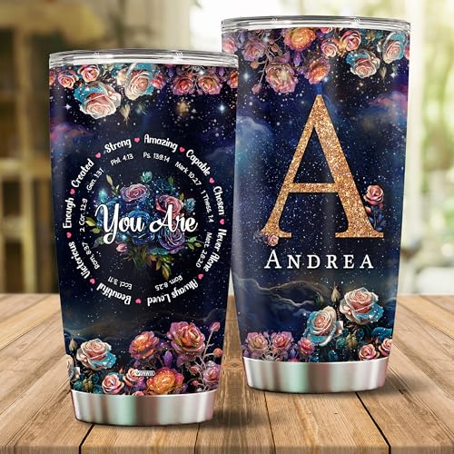 Personalized Christian Tumbler Gifts for Women Floral Coffee Mug Insulated Stainless Steel 20oz With Lid Travel Cup Inspirational Gift for Her Mom Wife Grandma - color: Floral