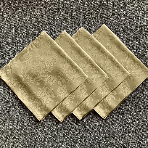 SASTYBALE Jacquard Cloth Napkins Square 20 x 20 Inch Sets of 4, Gold - color: Gold, size: 20" x 20" (Set of 4)