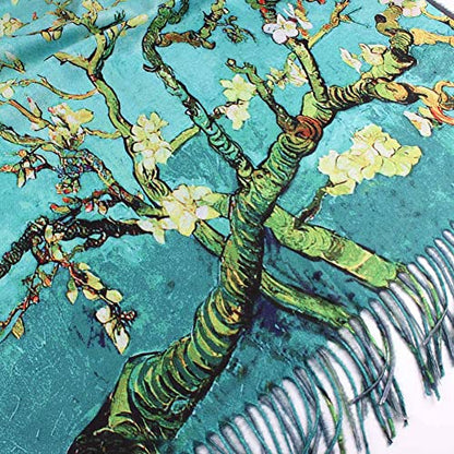 Umjetnost Soft Cashmere Feel Scarf For Women Winter Warm Scarves Large Shawl Wrap Monet Van Gogh Art Print - color: C10 Green
