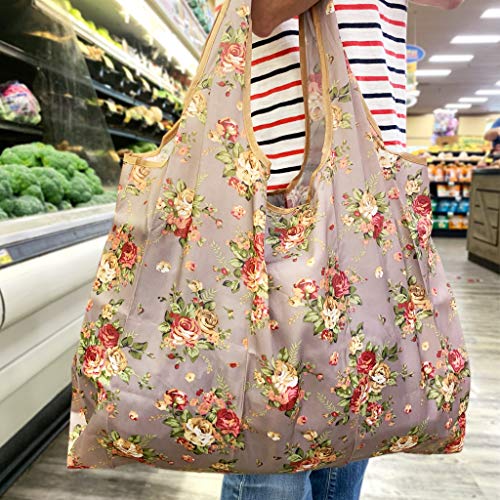 allydrew Large Foldable Tote Nylon Reusable Grocery Bags - color: Set of 2, Cuddly Kitties, size: Large & Small (Set of 2)