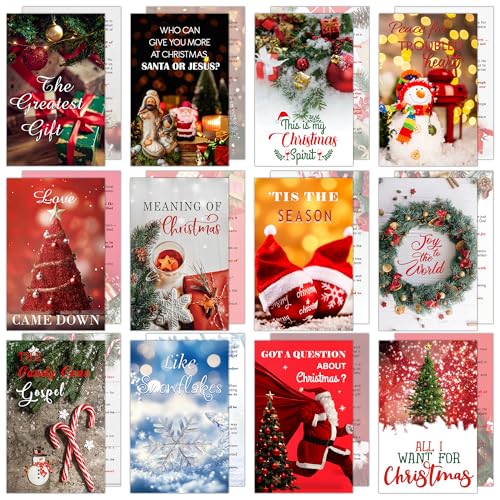 240PCS Christmas Gospel Tract Cards, Bulk Pocket Prayer Cards with Bible Verses, Christian Evangelism Handouts for Kids Adults Church Ministry Outreach Supplies, 12 Designs - color: Christmas