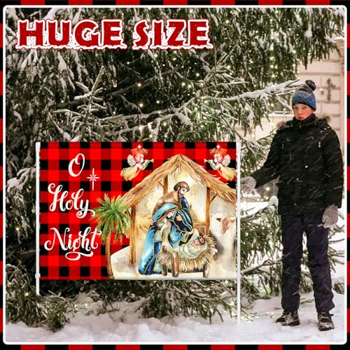 Nativity Scene Yard Flag Christmas Double Sided Buffalo 24x36 in