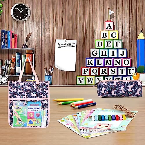 Kids Cute Tote Bags for Boys Girls Ages 4-16,Handbags with Pencil Case, Book Tote Bags with Zipper for School and Playtime (pink) - color: Pink