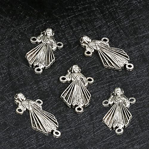 COTTVOTT St Benedict,Our Lady of Guadalupe Medal for DIY Jewelry Making,Virgin Mary Christ Jesus Rosary Center Connection Part - color: 50pcs-Jesus Medal